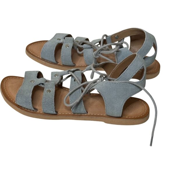 Urban Outfitters Blue Suede Gladiator Lace Up Sandals Size 7 - Picture 4 of 9